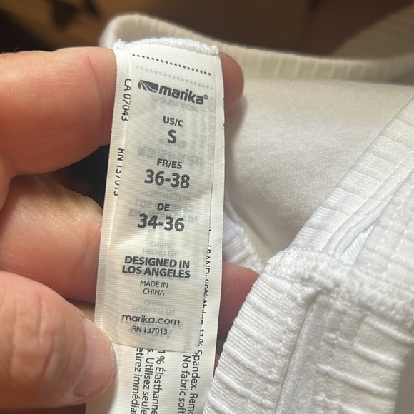 NWT Marika Haley Seamless Yoga Sport Bra Racerback White Textured Ridded Small - Picture 7 of 7